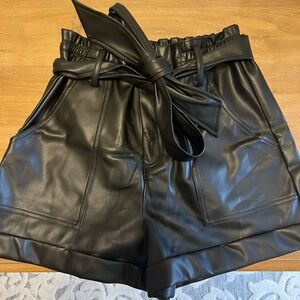 NWOT Anthropologie Black Leather Shorts